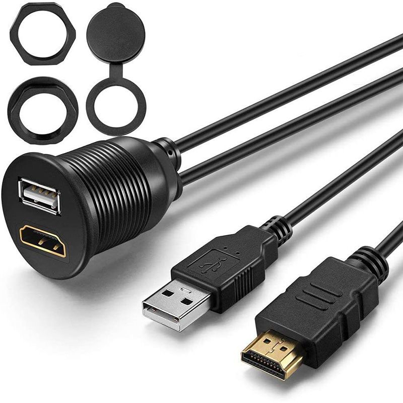 Universal USB 3.0 Dual-port Data Extension Cable for Automobiles and Motorcycles