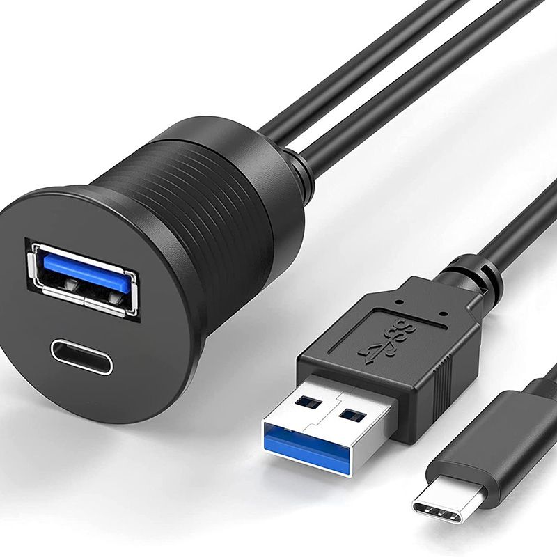Universal USB 3.0 Dual-port Data Extension Cable for Automobiles and Motorcycles