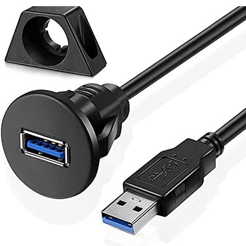 Universal USB 3.0 Dual-port Data Extension Cable for Automobiles and Motorcycles