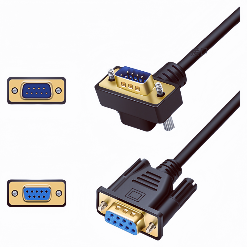 DB9-pin Straight Female to Angled Female Signal Connection Extension Cable 
