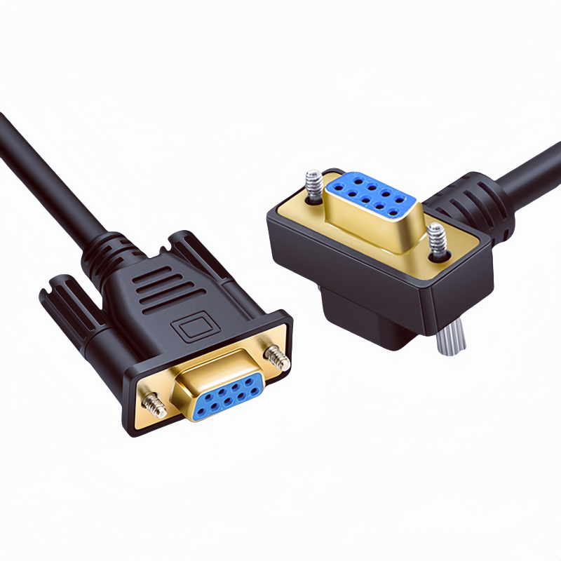 DB9-pin Straight Female to Angled Female Signal Connection Extension Cable 