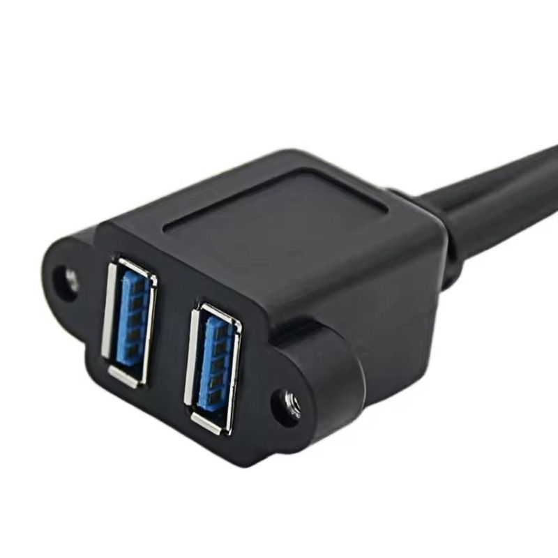 Dual USB 3.0 Screw Lock Dual Port Extension Cable