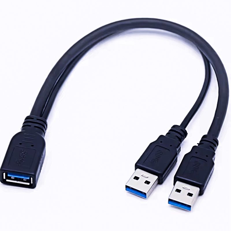 Copper USB 3.0 Dual Port Y-Splitter Fast Charge Data Extension Cable