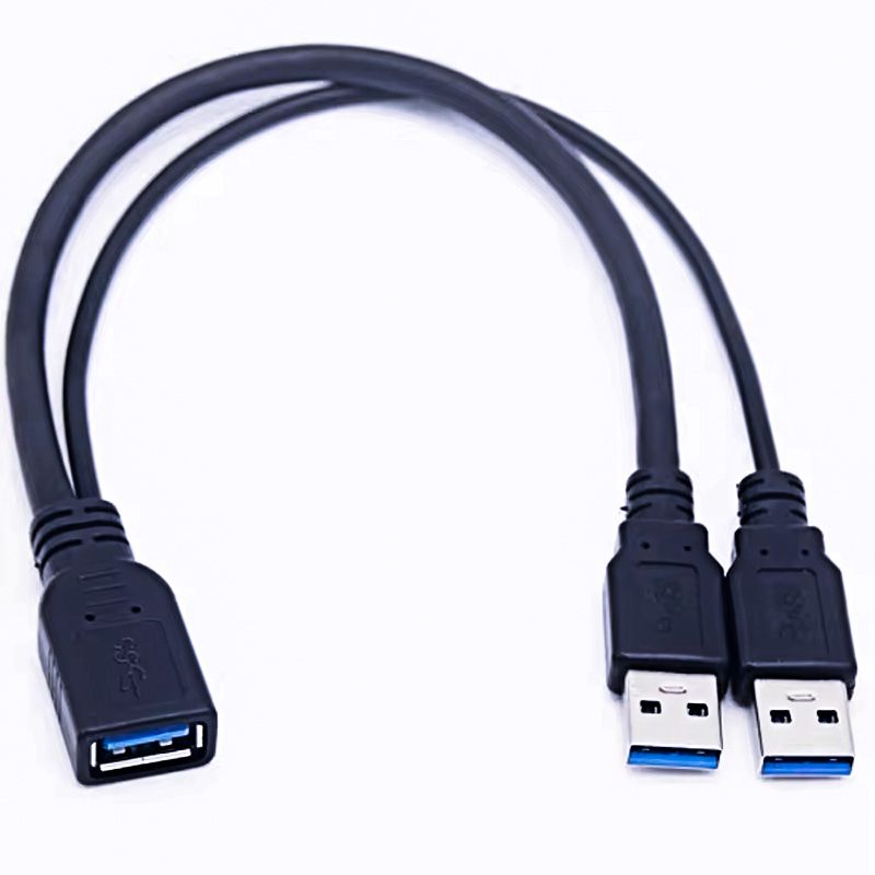 Copper USB 3.0 Dual Port Y-Splitter Fast Charge Data Extension Cable