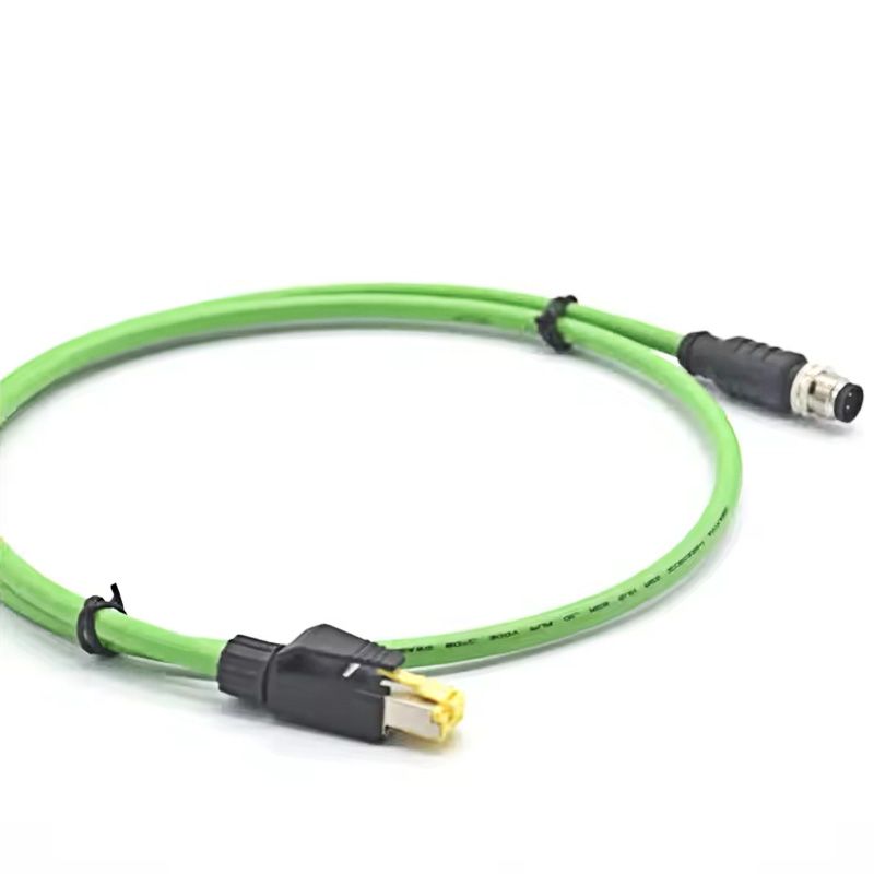 Industrial-grade PROFINET M12 D-code to RJ45 CAT5e Ethernet Cable