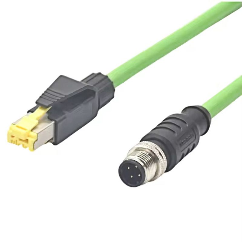 Industrial-grade PROFINET M12 D-code to RJ45 CAT5e Ethernet Cable