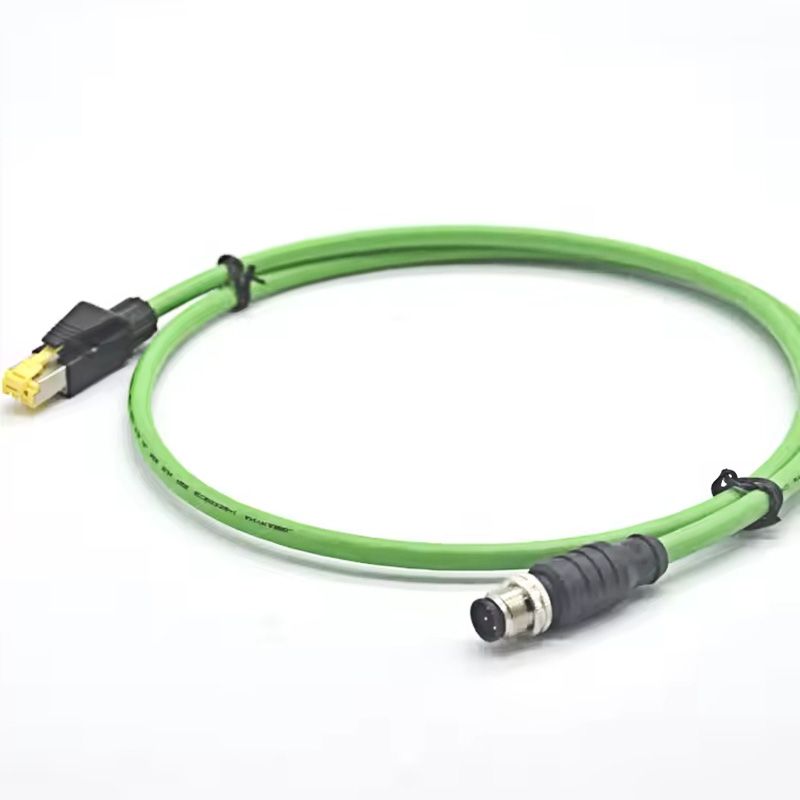 Industrial-grade PROFINET M12 D-code to RJ45 CAT5e Ethernet Cable