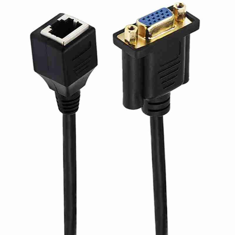VGA to Network Port Adapter Cable, 0.15-meter VGA to RJ45 Adapter Cable, Transmitting VGA Signals via Ethernet Cable 