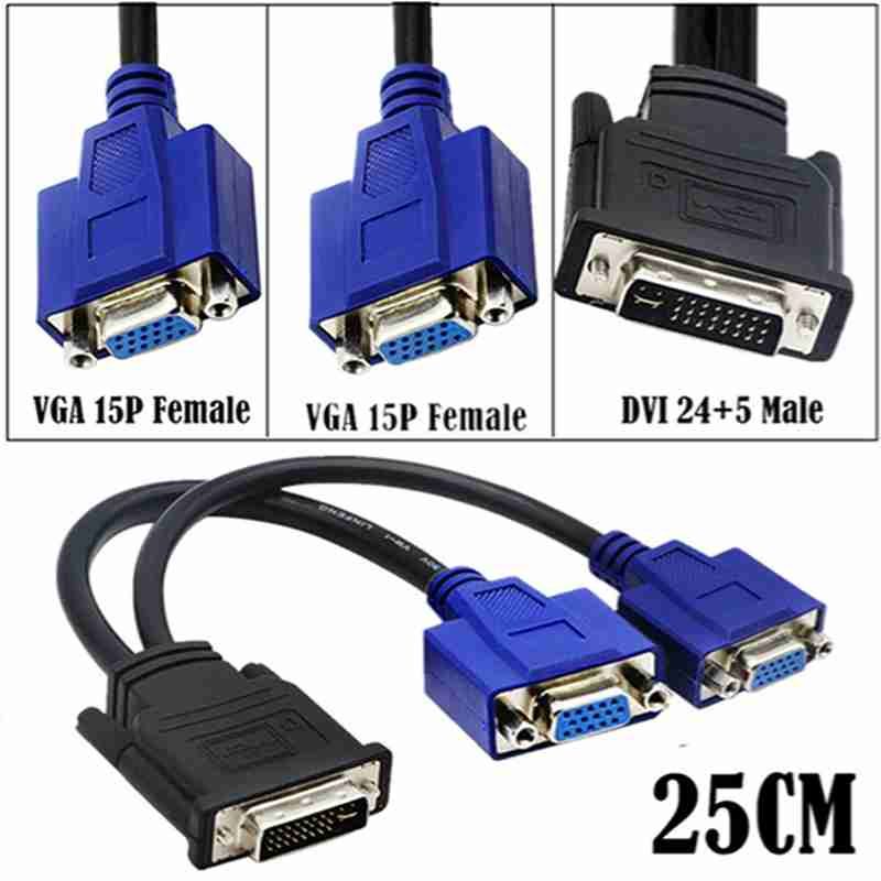 VGA to DVI 24+5 and DVI to VGA One-to-Two Monitor Splitter Cable 