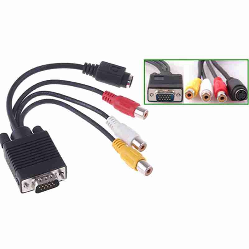VGA to S-Video Cable + 3 RCA (AV) Cables / VGA to S-Video Terminal Cable, VGA to AV 