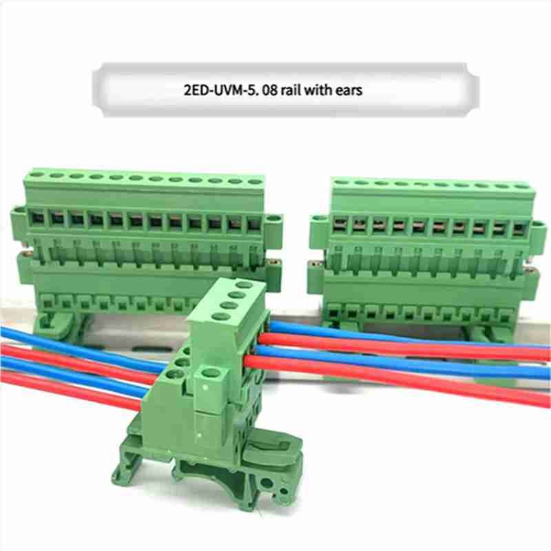 Rail-mounted Terminal Block, 2EDG-UVKM-5.0, Matched with KAM Side Connecting Terminal with Ears, Applicable to 35mm and 15mm Rails 