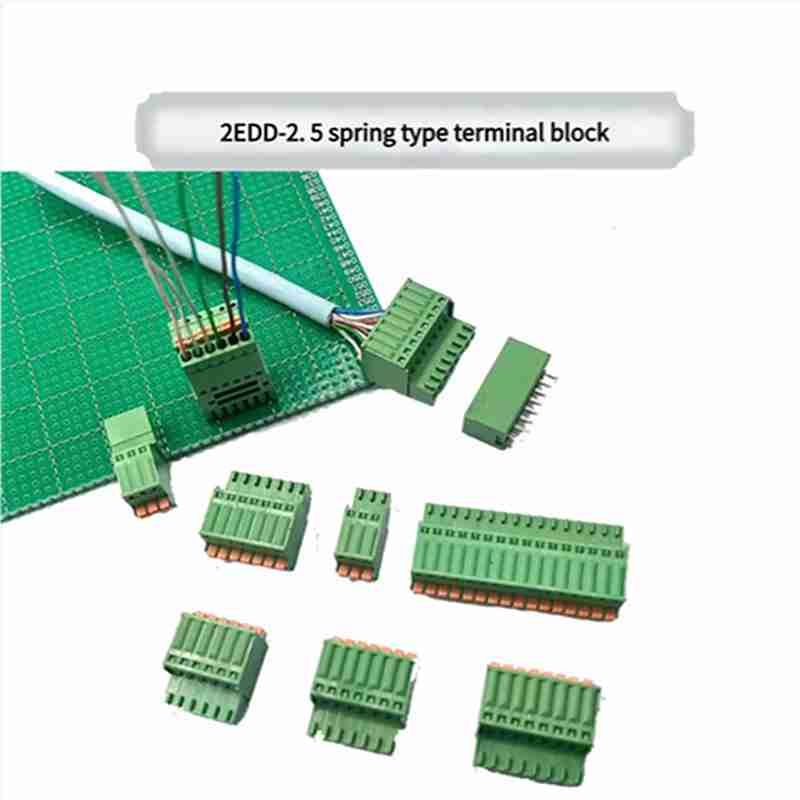Spring-type Terminal Block, 2EDGKD-2.5, Plug-and-Socket Type, Male-female Plugging and Unplugging, Screwless, Press-type, PCB Straight and Bent Pin Sockets 