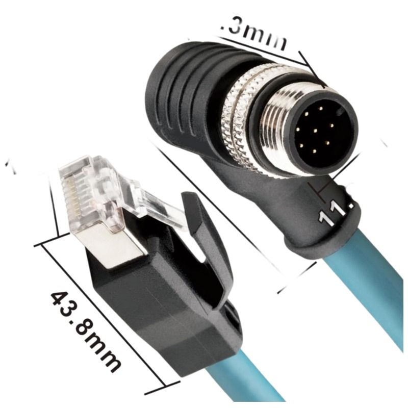 Category 6 Network Cable, Pure Copper, M12 A-Latch, 8-core to RJ45, Industrial Network Cable, cat6, Double-shielded, Gigabit Network Cable 