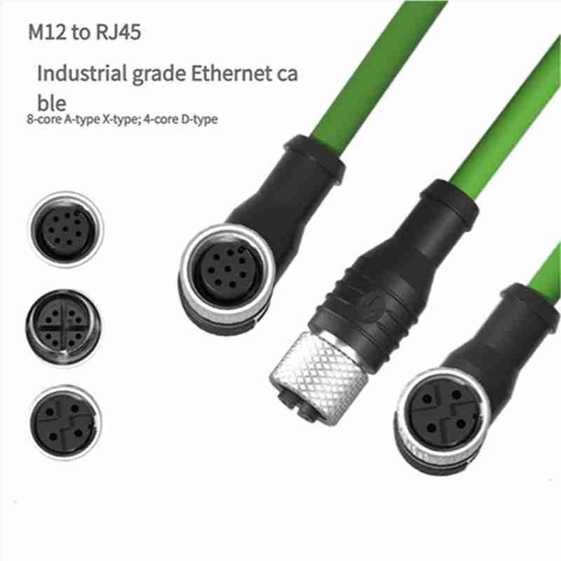 M12 to RJ45 Network Cable, Gigabit Industrial Camera Network Cable, Highly Flexible Drag Chain, Wiring Harness for Vision Robot Manipulator Arm 
