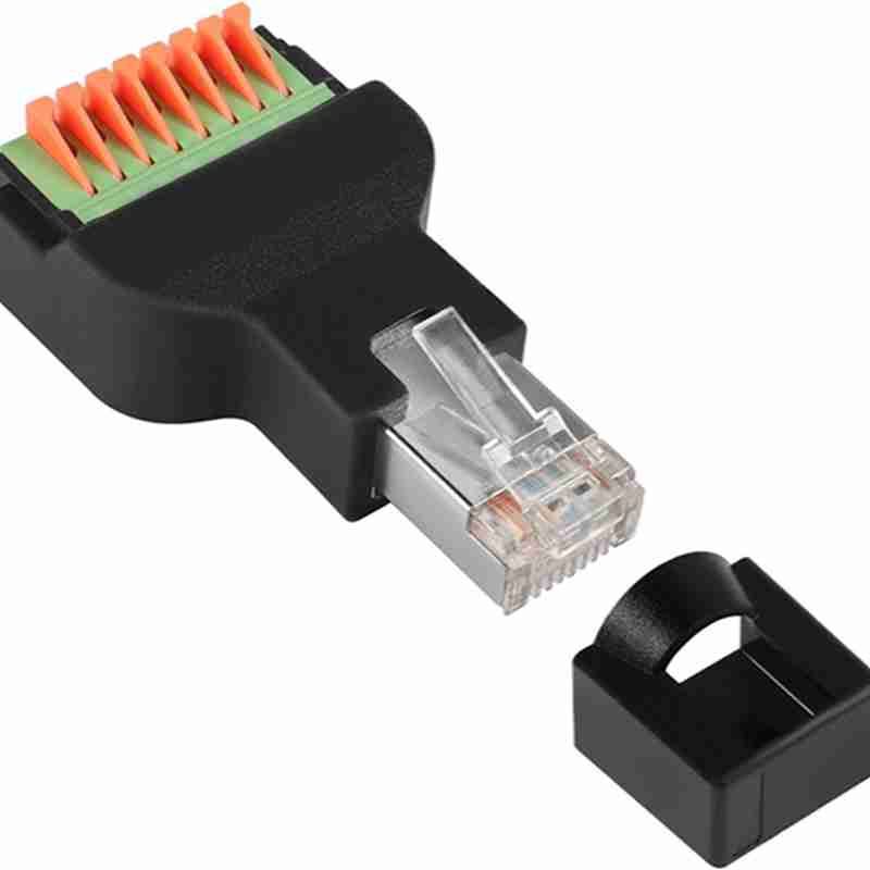 RJ45 Male Quick-Connect Solderless Adapter, RJ45 Male to 8-core Crimp Terminal Network Connector