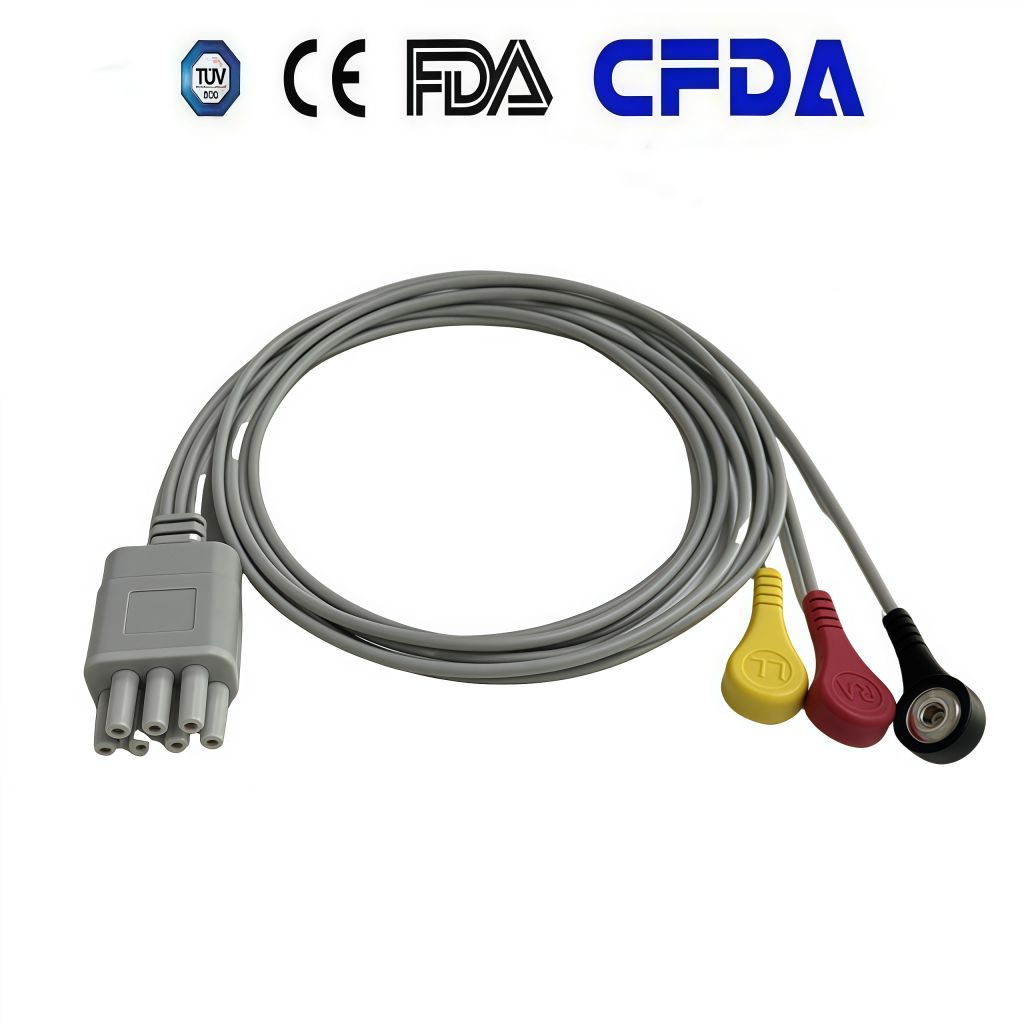 Compatible M&B Maibang Telemetry Cable, Dynamic Cable for MB800-F Telemetry Machine, ECG Lead Cable, Holter Telemetry Box 