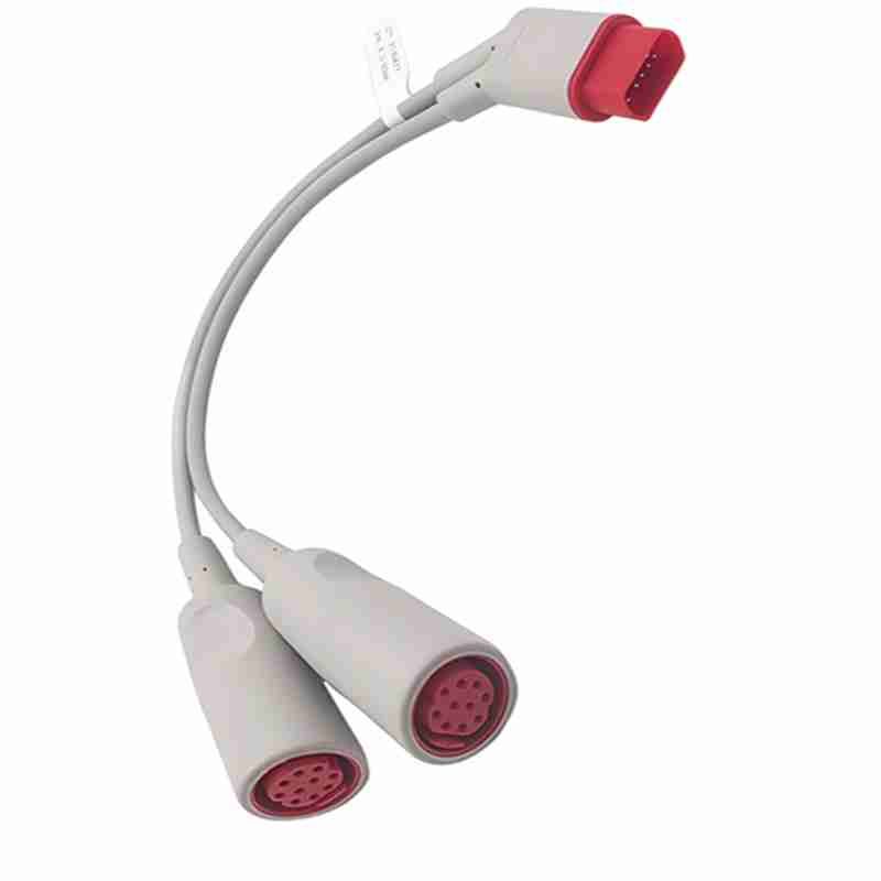 Compatible Siemens Draeger Monitor Invasive Pressure Cable Pressure Sensor 1-to-2 Connection Cable for Cross-Border Use