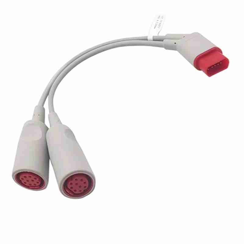 Compatible Siemens Draeger Monitor Invasive Pressure Cable Pressure Sensor 1-to-2 Connection Cable for Cross-Border Use