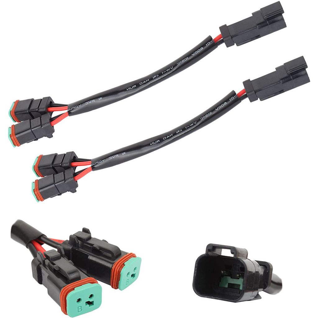Waterproof DT Male-to-Female 1-to-2 Y-Type Output Conversion Cable, LED Work Light Wire Harness DT Conversion Cable