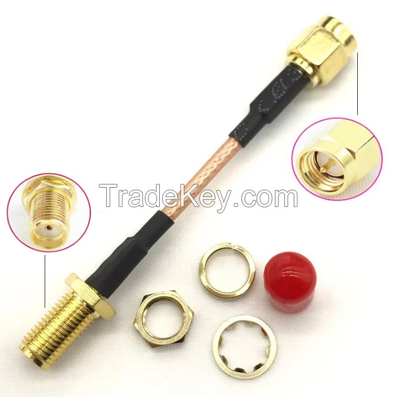  RP-SMA male to female Nut Bulkhead RG316 RG174 RG402 RG405 RG58 Jumper Coaxial Pigtail Cable