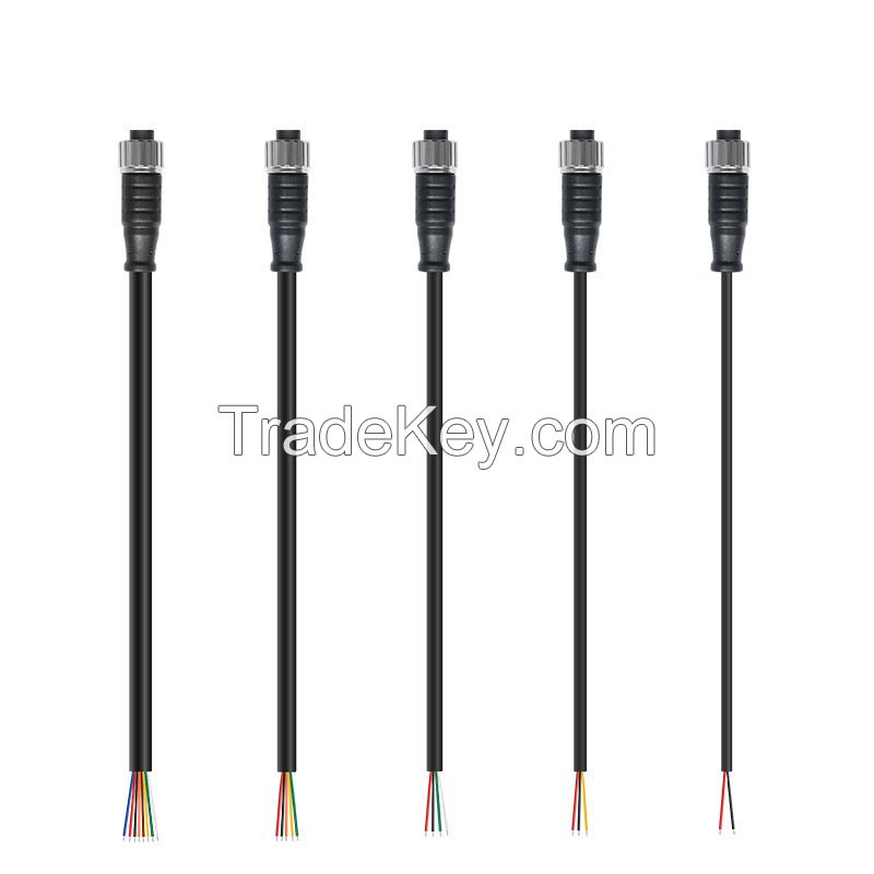  M12 Waterproof Aviation 2-3-4-5-8P Male and Female Connectors with Tinned Tail