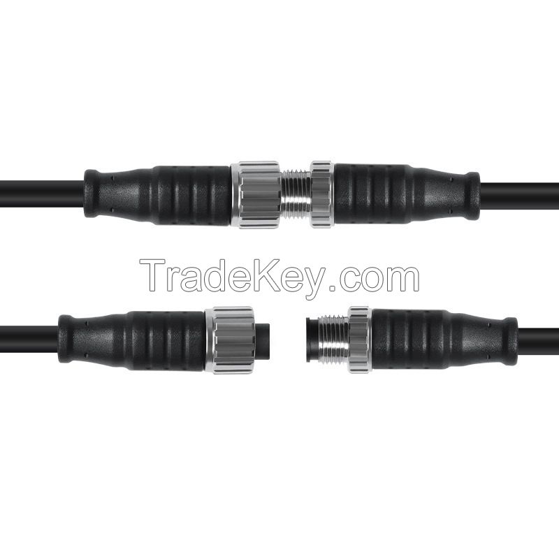  M12 Waterproof Aviation 2-3-4-5-8P Male and Female Connectors with Tinned Tail