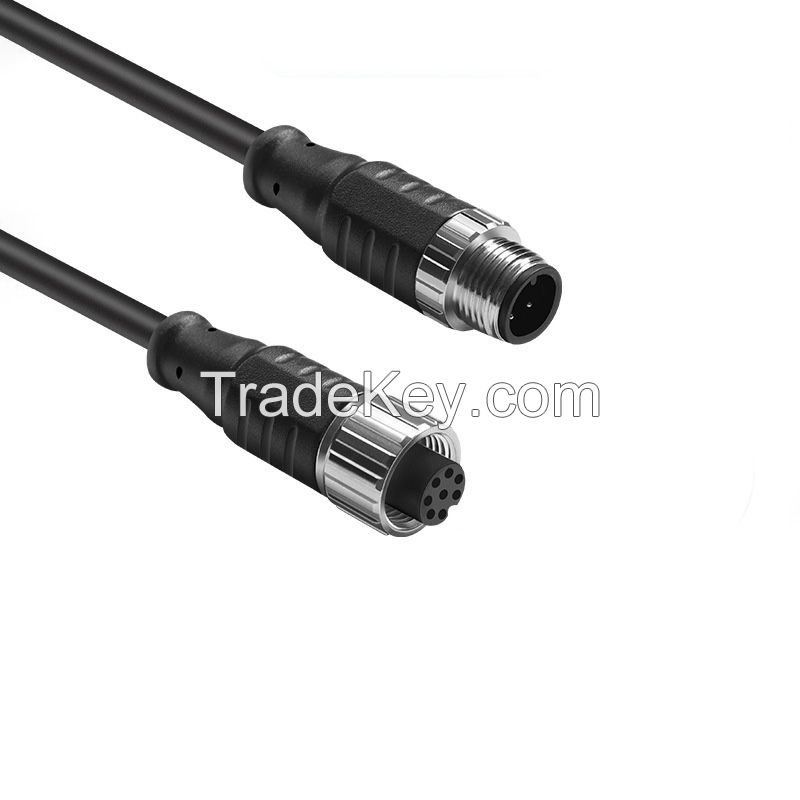  M12 Waterproof Aviation 2-3-4-5-8P Male and Female Connectors with Tinned Tail
