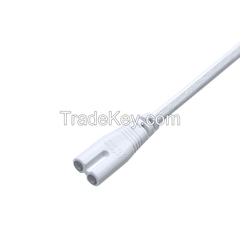 T5/T8 Male-to-Female Double-ended Extension Cable, 0.5-square Power Cable Integrally Connected to LED Light Tubes and Lighting Brackets