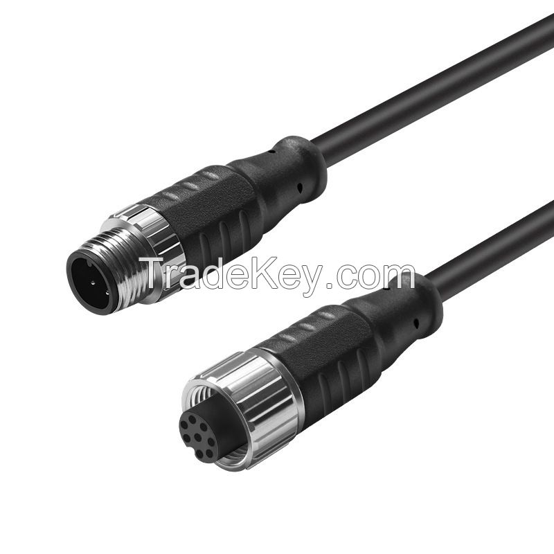  M12 Waterproof Aviation 2-3-4-5-8P Male and Female Connectors with Tinned Tail