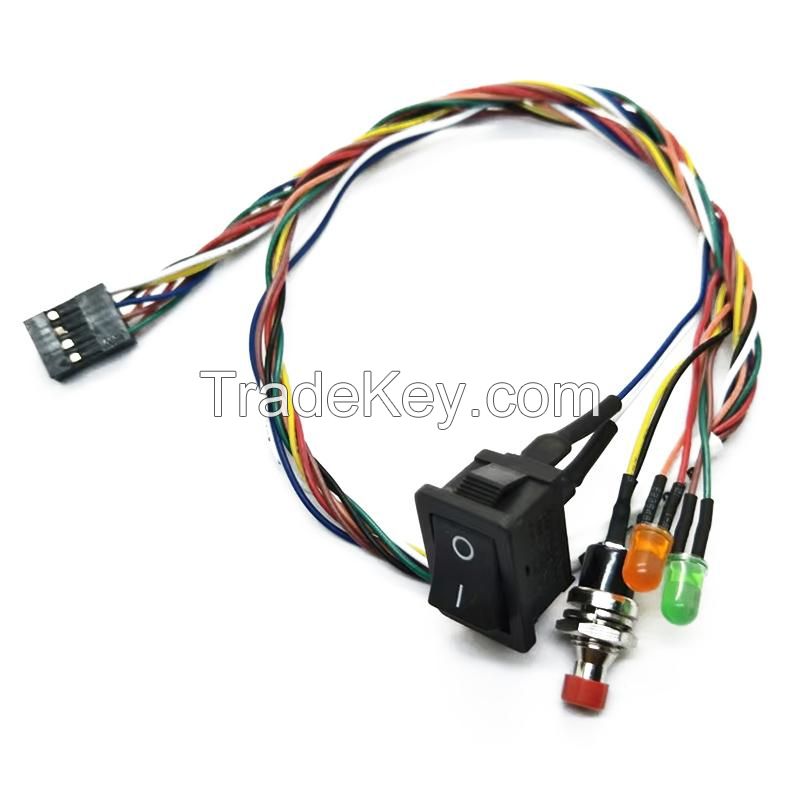 OEM Dual Light Switch Wiring Harness Computer Case Switch Terminal Wire 1.25MM Push Button Reset Switch Wire Harness