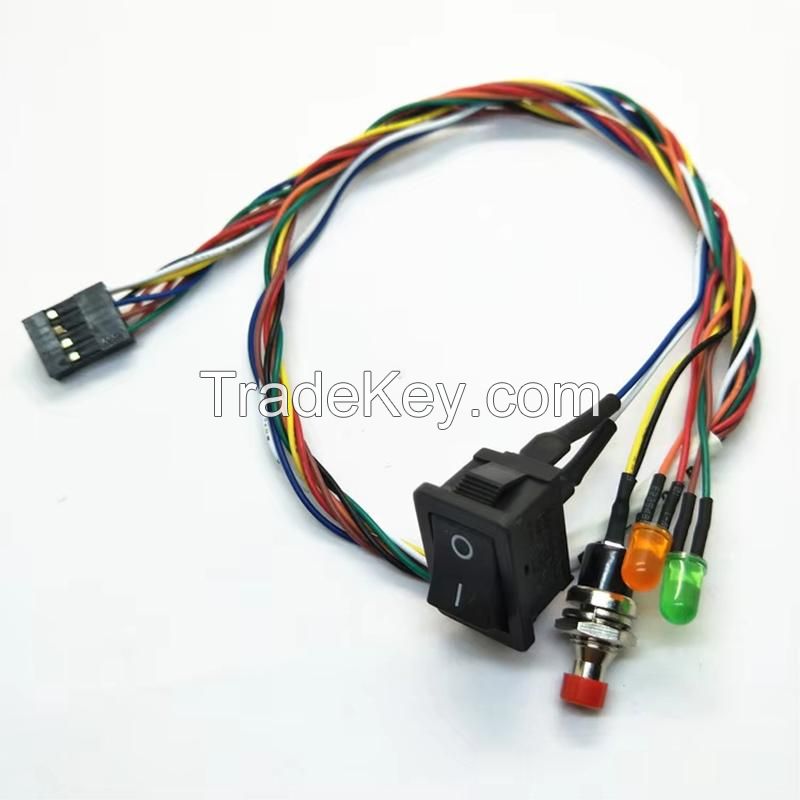 OEM Dual Light Switch Wiring Harness Computer Case Switch Terminal Wire 1.25MM Push Button Reset Switch Wire Harness