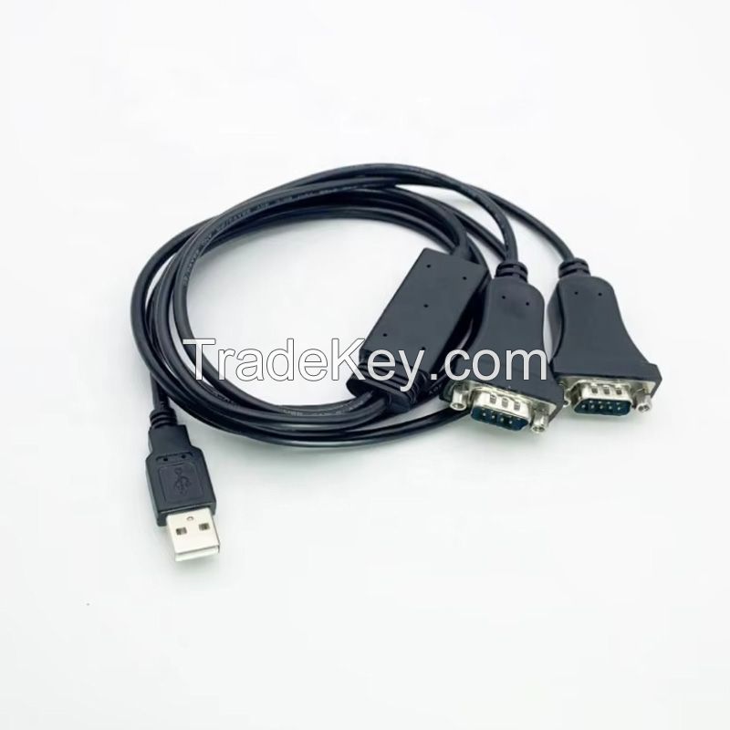 USB AM to 2Port DB9 Serial Converter RS232 Cable
