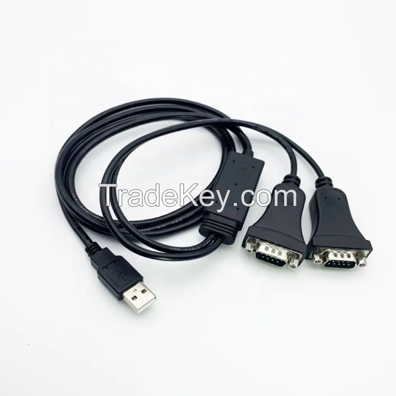 USB AM to 2Port DB9 Serial Converter RS232 Cable