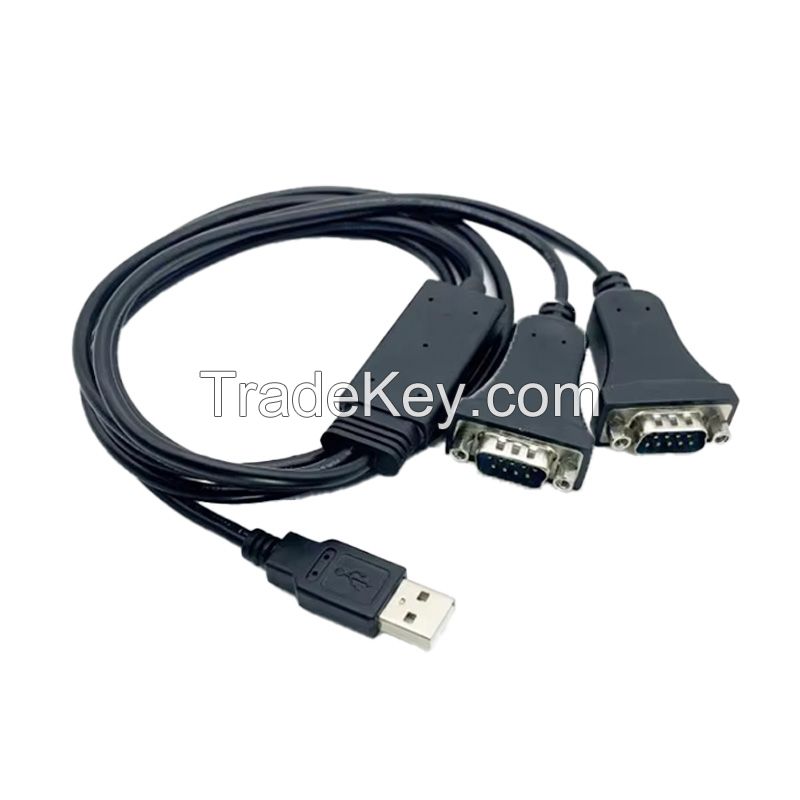 USB AM to 2Port DB9 Serial Converter RS232 Cable