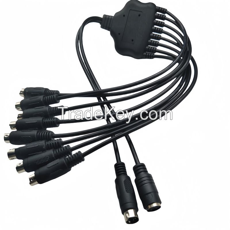 PS2 2-to-8 Conversion Cable MINI DIN 4-Pin Multi-Head Connection Cable S-VIDEO Signal Cable