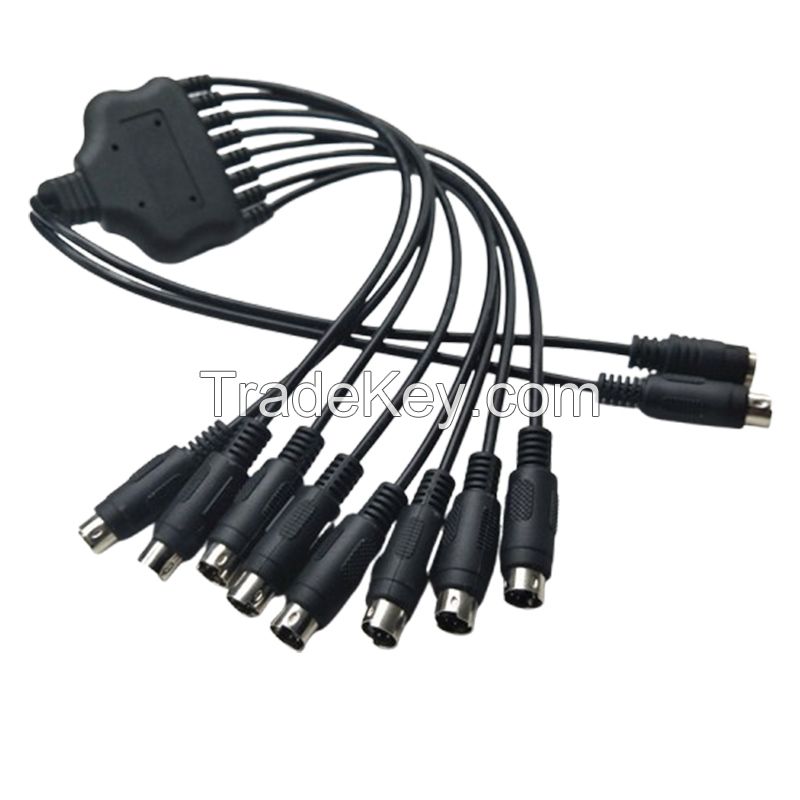 PS2 2-to-8 Conversion Cable MINI DIN 4-Pin Multi-Head Connection Cable S-VIDEO Signal Cable