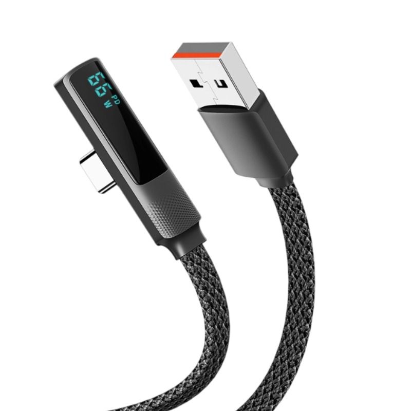 New Elbow Data Cable, 100W Fast Charging Cable, Suitable for Apple 27W and Android Devices, Fast Digital Display Charging Cable with Type-C 