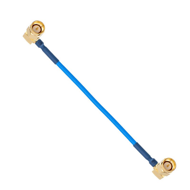 SMA Bent Male Head to SMA-JW Internal Thread and Internal Pin, Coupling Plate, RG405 Blue Semi-flexible Wire, 15CM
