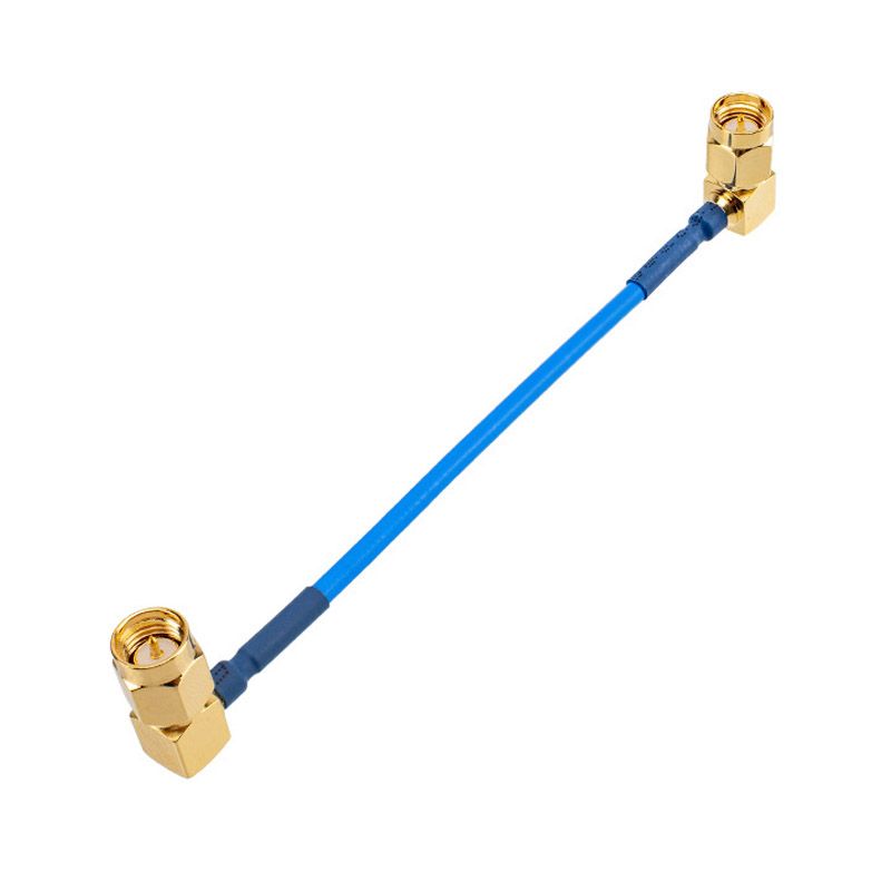 SMA Bent Male Head to SMA-JW Internal Thread and Internal Pin, Coupling Plate, RG405 Blue Semi-flexible Wire, 15CM