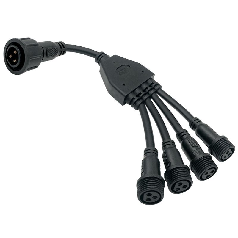 One-to-four Y-shaped Waterproof Wire Wiring Terminal Connecting Wire, Male and Female Insertion Connector, M16 Waterproof Connector
