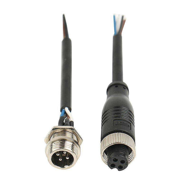 M12 Aviation Plug Wire, 2-hole, 3-core, 4-core, 5-core, 6-core Sensing Connector, Socket Straight Head with Shielded Wire, PUR Wire