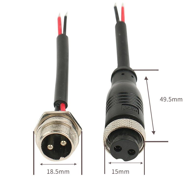 M12 Aviation Plug Wire, 2-hole, 3-core, 4-core, 5-core, 6-core Sensing Connector, Socket Straight Head with Shielded Wire, PUR Wire