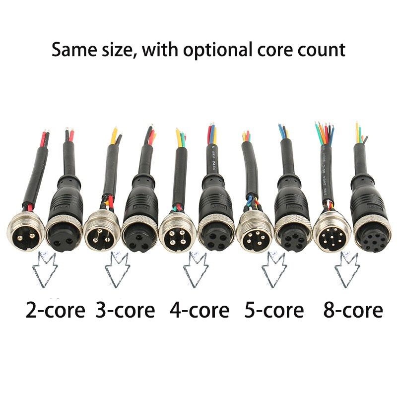M12 Aviation Plug Wire, 2-hole, 3-core, 4-core, 5-core, 6-core Sensing Connector, Socket Straight Head with Shielded Wire, PUR Wire