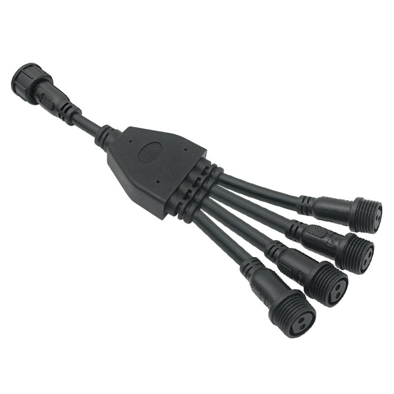 One-to-four Y-shaped Waterproof Wire Wiring Terminal Connecting Wire, Male and Female Insertion Connector, M16 Waterproof Connector
