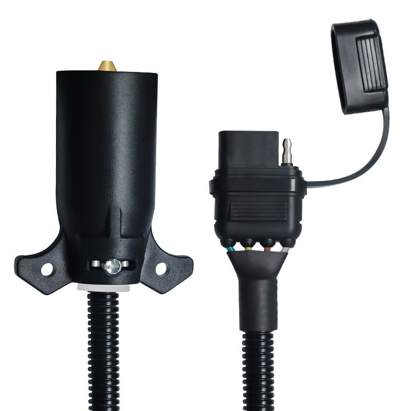 American-style Trailer Automotive Socket Adapter Extension Cable, 7-pin to 4-pin Conversion Connection with Waterproof Cover Power Cord