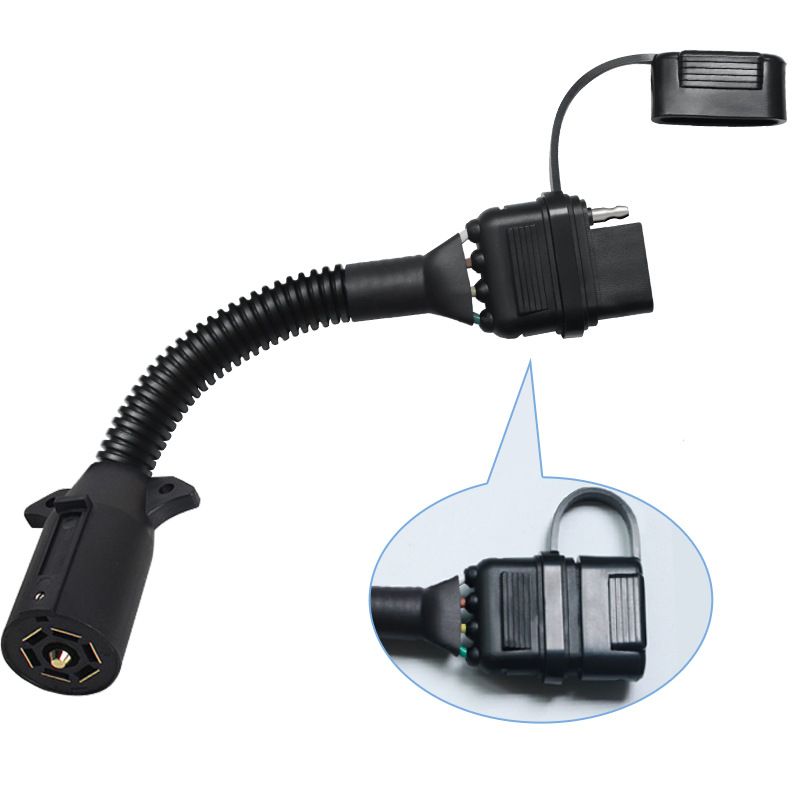 American-style Trailer Automotive Socket Adapter Extension Cable, 7-pin to 4-pin Conversion Connection with Waterproof Cover Power Cord