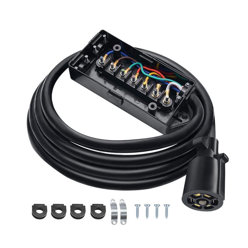 Customized American-style Seven-core Trailer Wire with Junction Box, 8-foot UP1721K-8ft RV Taillight Signal Power Cord