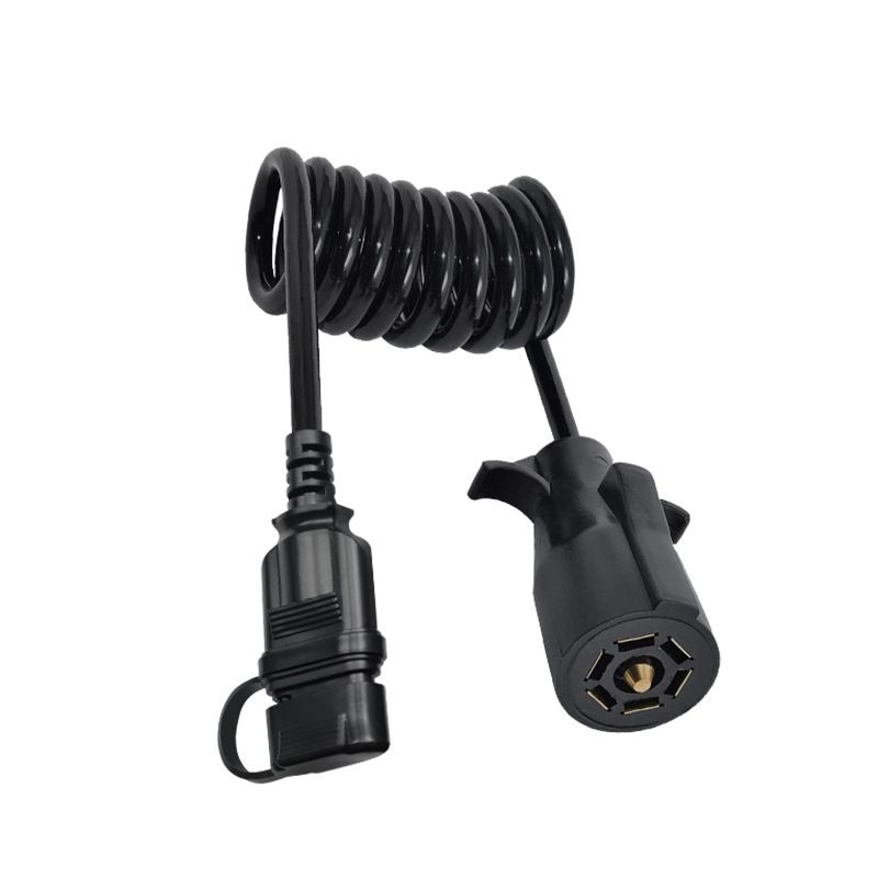 American-style Trailer 7-way Circular to 4-way Pin Spring Wire Converter, Automotive Taillight Signal Transfer Power Cord