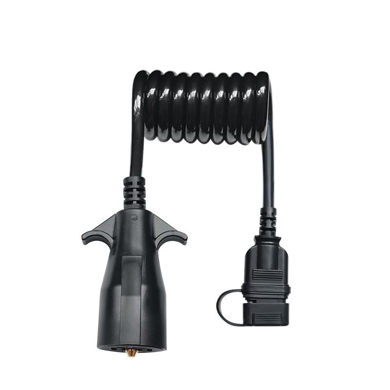 American-style Trailer 7-way Circular to 4-way Pin Spring Wire Converter, Automotive Taillight Signal Transfer Power Cord