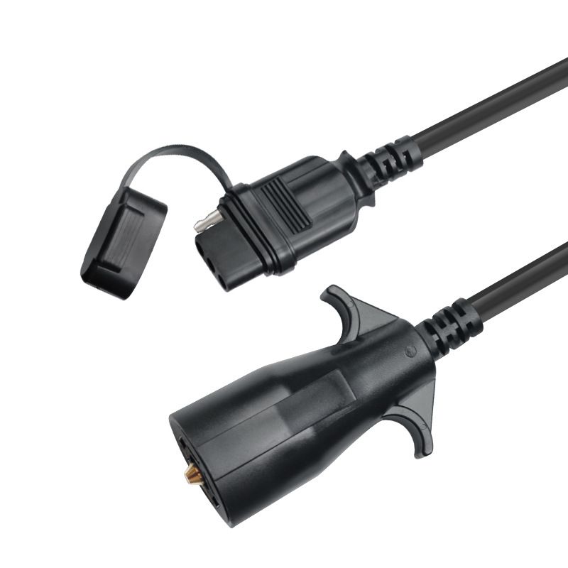 American-style Trailer 7-way Circular to 4-way Pin Spring Wire Converter, Automotive Taillight Signal Transfer Power Cord
